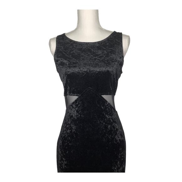 All that Jazz Dresses & Skirts - All That Jazz Vintage Black Crushed Velvet Maxi Dress Sheer Cutouts Medium
